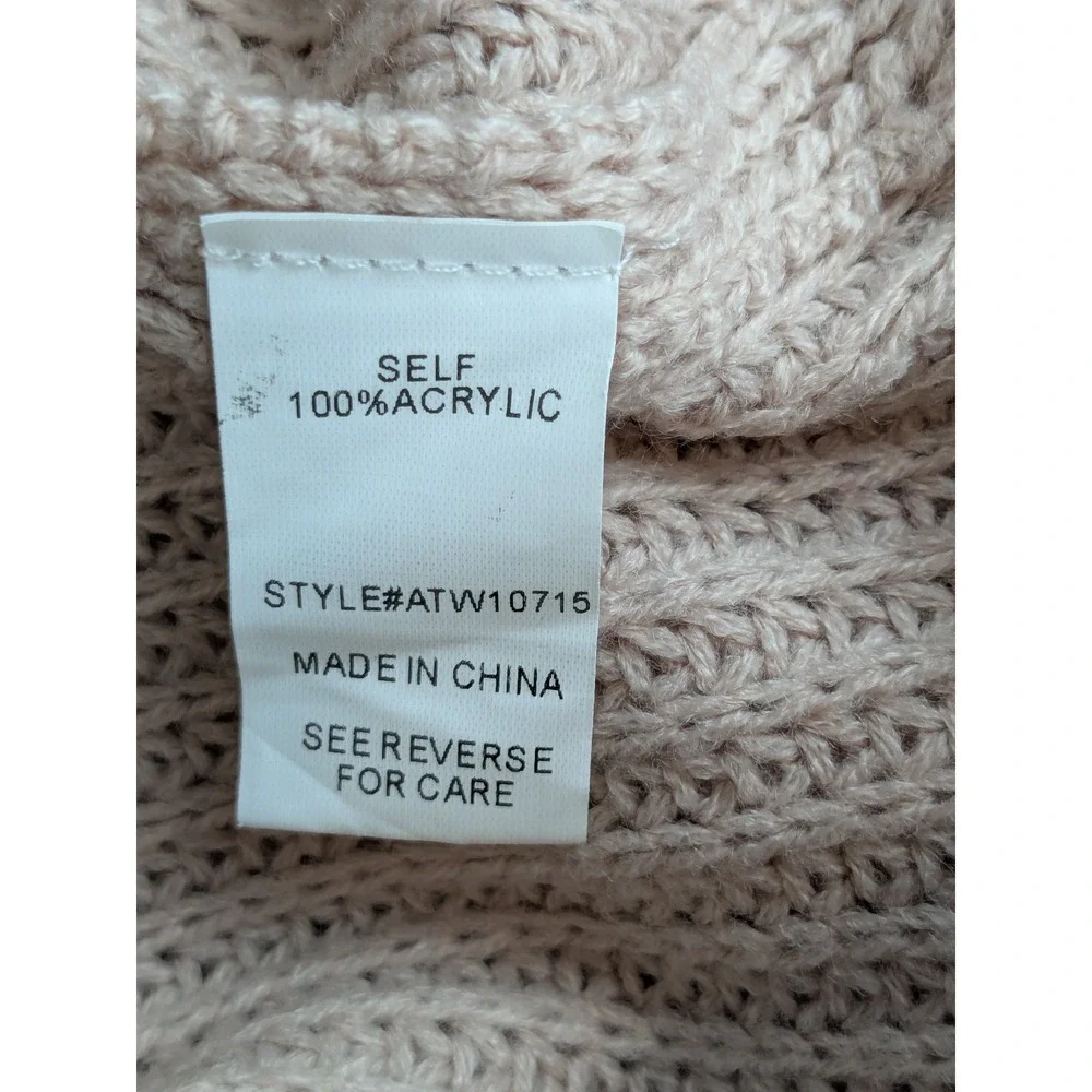 ANDTHEWHY Dusty Pink Fringe Long Sleeve Boxy Oversized Sweater Size M/L - Picture 5 of 8
